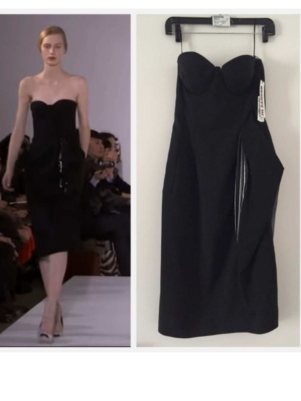★Org.$2480 Paris Runway Collection Piece JIL SANDER Wool Strapless Dress Black36